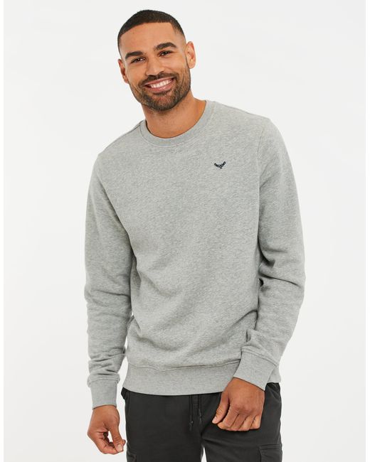 Threadbare Gray Crew Neck Sweatshirt for men