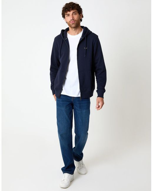 Threadbare Blue Zip-Through Hoodie for men