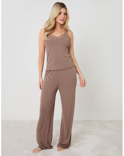 Threadbare Natural Pointelle V-Neck Cami Pyjama Set