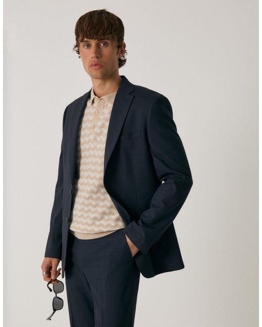 Threadbare Blue Tailored Fit Single Breasted Blazer for men