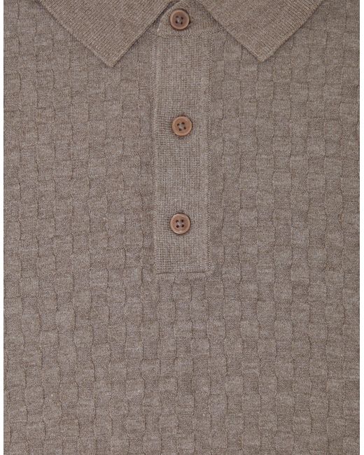 Threadbare Gray Basket Stitch Knitted Polo for men