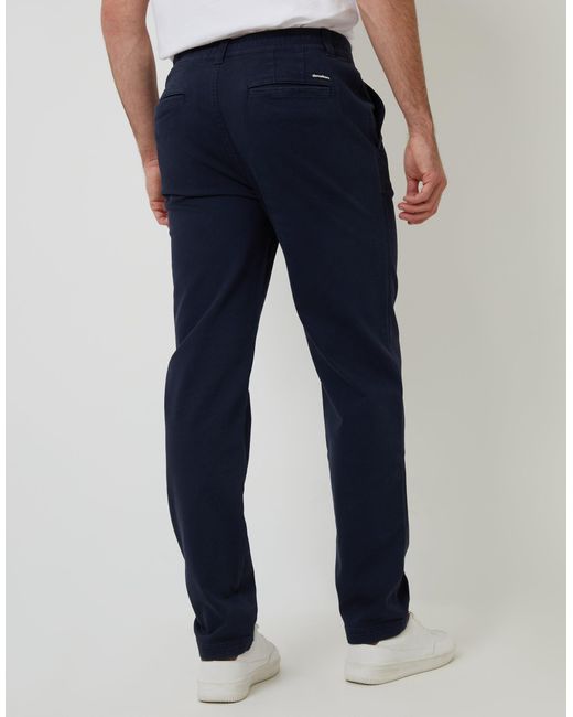 Threadbare Blue Elasticated Waist Chino Trousers for men