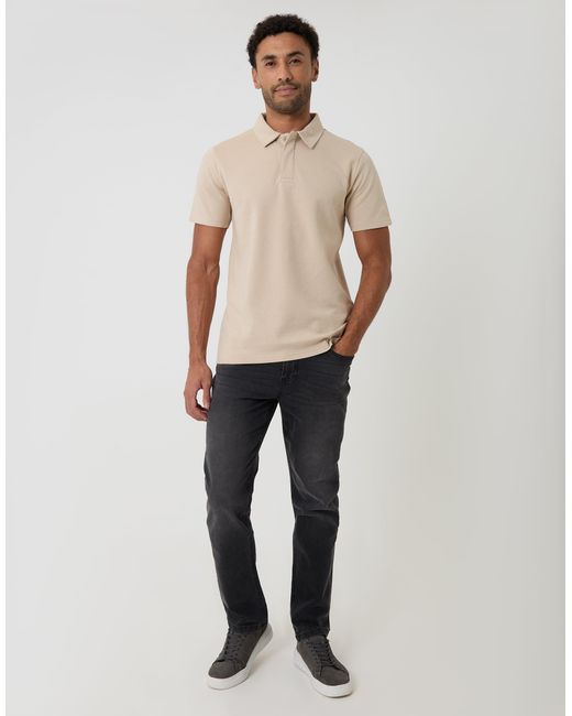 Threadbare Natural Textured Hidden Placket Polo Shirt for men