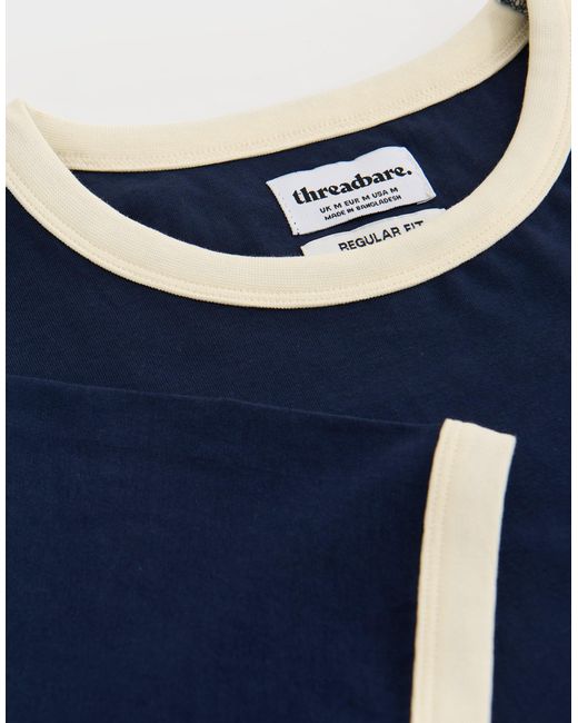 Threadbare Blue 2 Pack Cotton Ringer T-Shirts for men