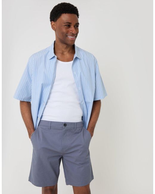 Threadbare Blue Regular Fit Stretch Chino Shorts for men