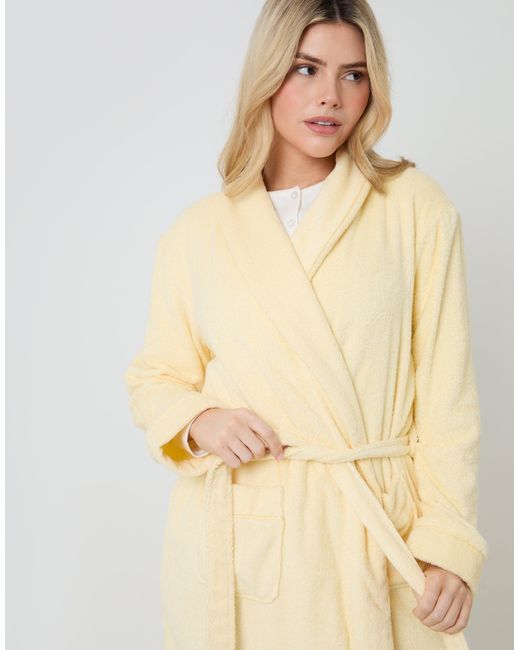 Threadbare Natural Towelling Midi Dressing Gown