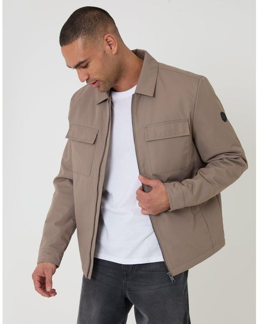 Threadbare Brown Showerproof Lightweight Collared Zip Up Jacket for men