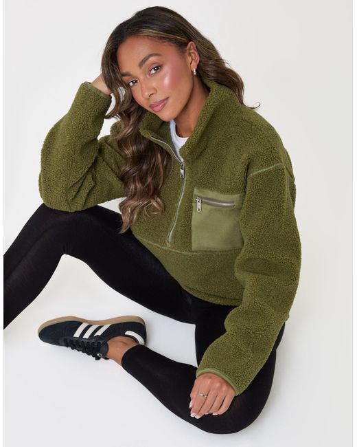 Threadbare Green The Ultimate Half Zip Borg Fleece
