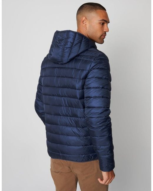 Threadbare Blue Matte Finish Padded Hooded Jacket for men