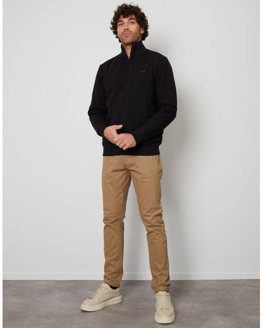 Threadbare Black Quarter Zip Sweatshirt for men