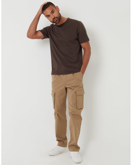 Threadbare Natural Relaxed Fit Stretch Cargo Chino Trousers for men