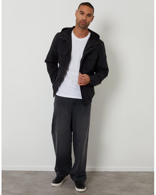 Threadbare Blue Hooded Utility Coat for men