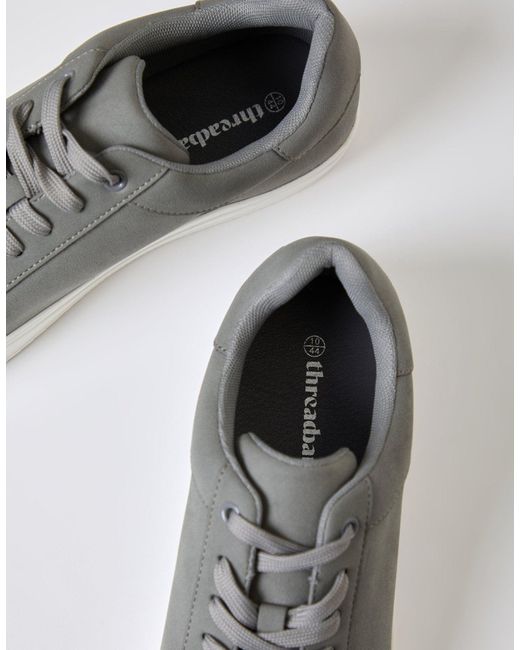 Threadbare Gray Faux Suede Court Trainers for men