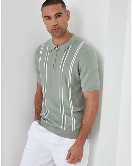 Threadbare Multicolor Quarter Zip Knitted Polo for men
