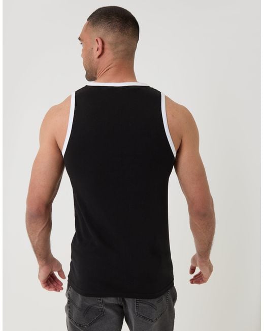 Threadbare Black Cotton Ringer Vest for men