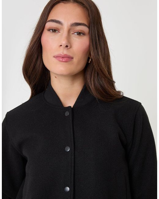 Threadbare Black Faux Wool Bomber Jacket
