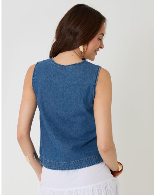 Threadbare Blue Denim Button Up Top