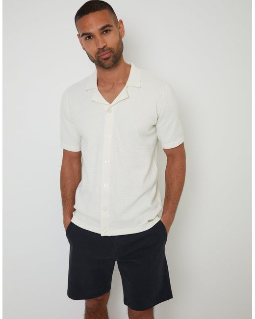 Threadbare Blue Regular Fit Stretch Chino Shorts for men