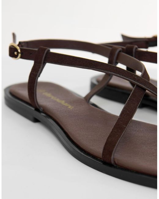 Threadbare Brown Cross Strap Toe Loop Sandals
