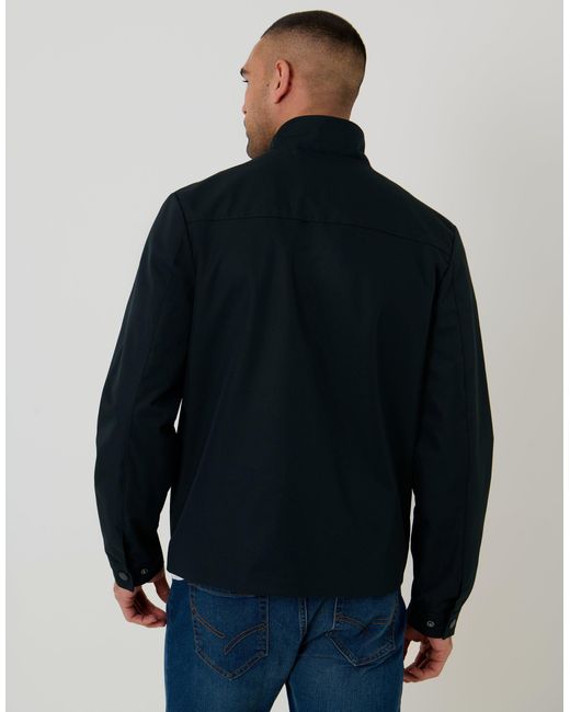 Threadbare Black Showerproof Zip Up Harrington Jacket for men