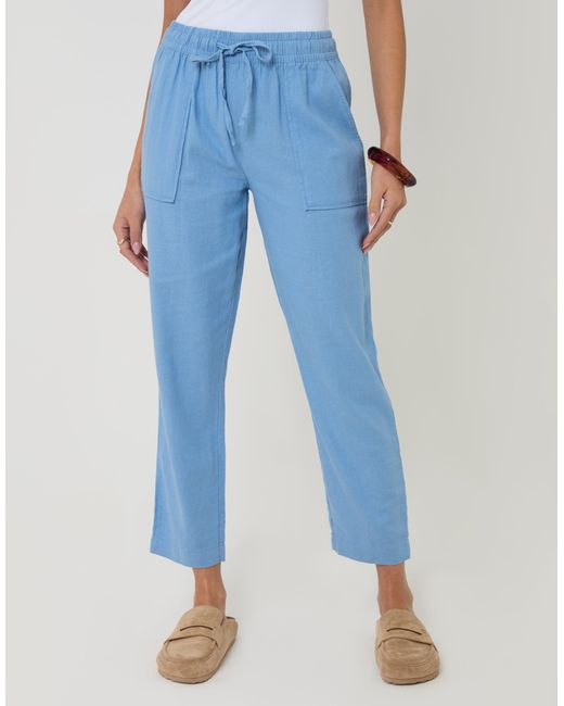 Threadbare Blue Linen Blend Drawstring Trousers