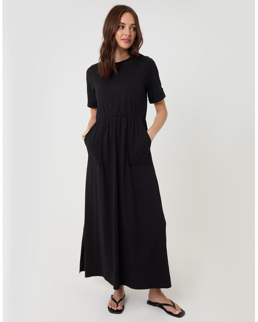 Threadbare Black 2 Pack Crew Neck Jersey Midi Dresses With Patch Pockets