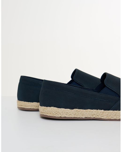 Threadbare Blue Faux Suede Slip On Espadrilles for men