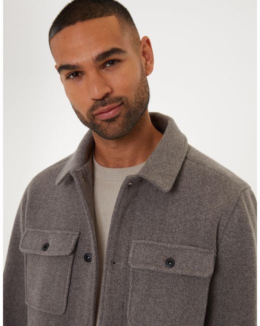 Threadbare Gray Brushed Button Up Shacket for men