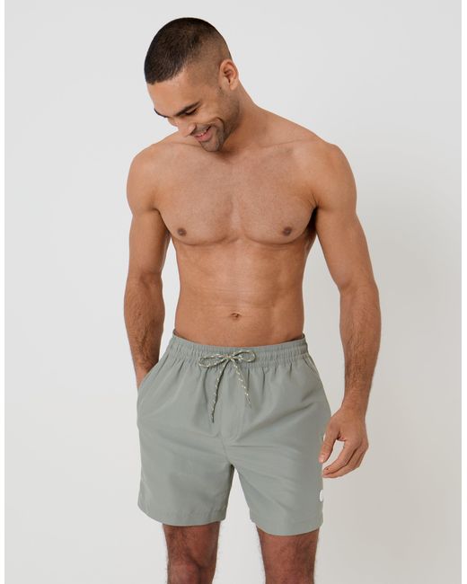 Threadbare Gray Contrast Piping Quick Dry Swim Shorts for men