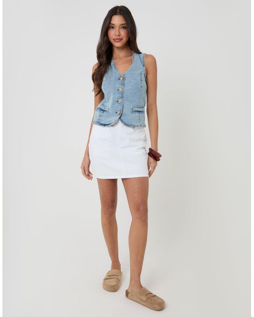 Threadbare Blue Fitted Denim Waistcoat