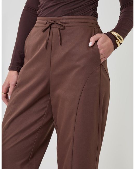 Threadbare Red Curved Seam Barrel Leg Trousers