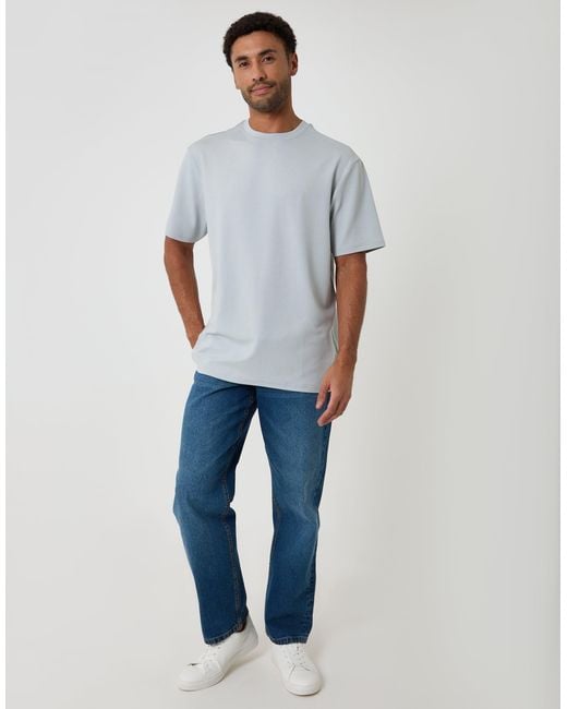 Threadbare Gray Relaxed Fit Cotton Textured T-Shirt for men