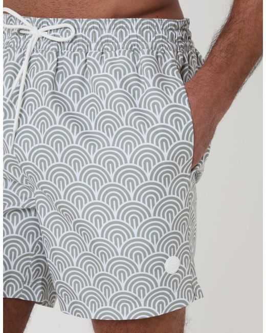 Threadbare Gray 2 Pack Geo Arch Print Quick Dry Swim Shorts for men