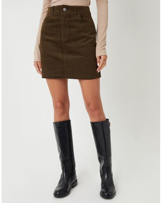 Threadbare Brown Corduroy Mini Skirt