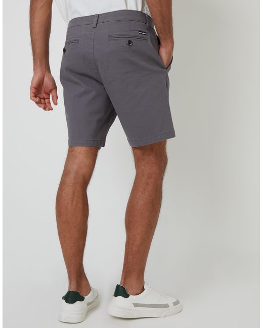Threadbare Gray Regular Fit Stretch Chino Shorts for men