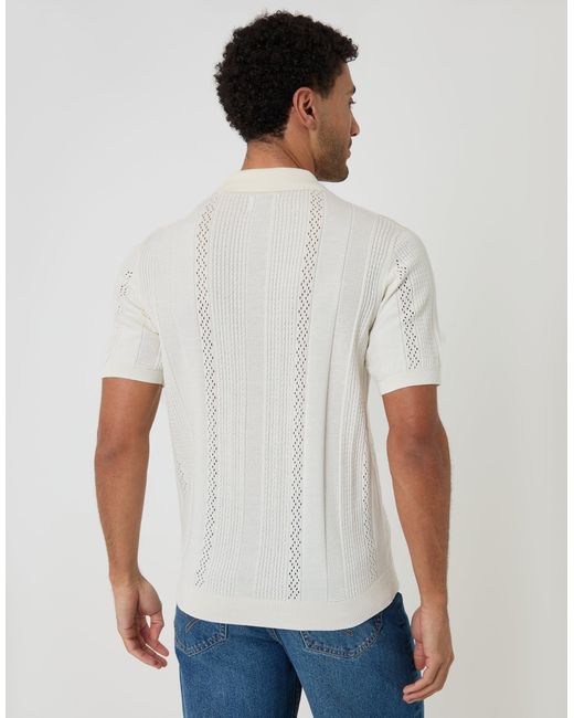 Threadbare Gray Textured Stripe Knitted Polo for men