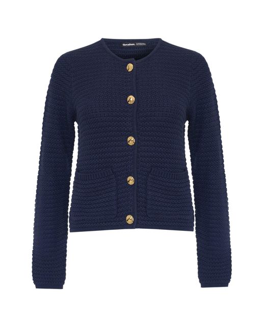 Threadbare Blue Patch Pocket Crew Neck Cardigan