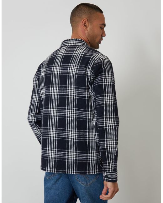 Threadbare Blue Waffle Textured Shacket for men