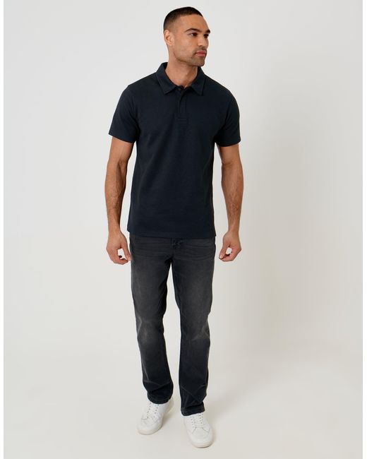 Threadbare Black Textured Hidden Placket Polo Shirt for men