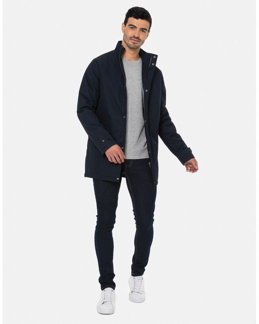 Threadbare Blue Funnel Neck Lightweight Mac for men