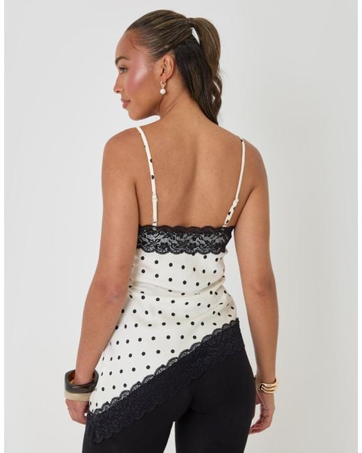 Threadbare White Satin Lace Trim Cami