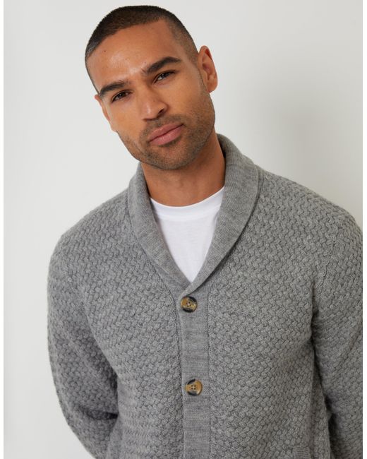 Threadbare Gray Knitted Shawl Cardigan for men