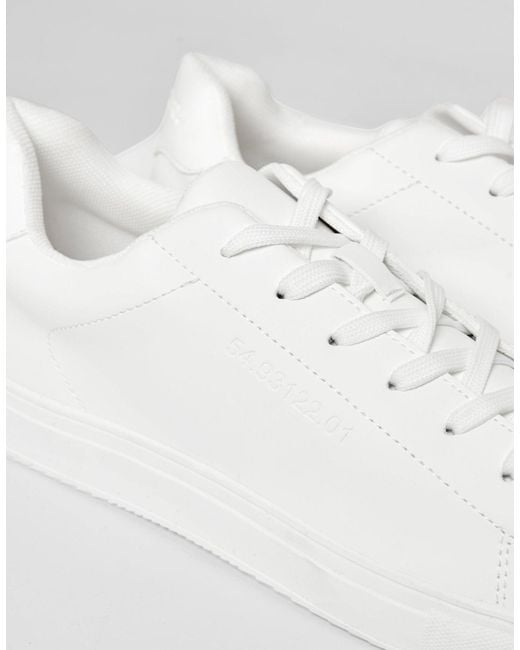 Threadbare White Pu Court Trainers for men