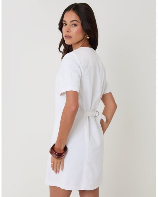 Threadbare White Denim Button Up Mini Dress