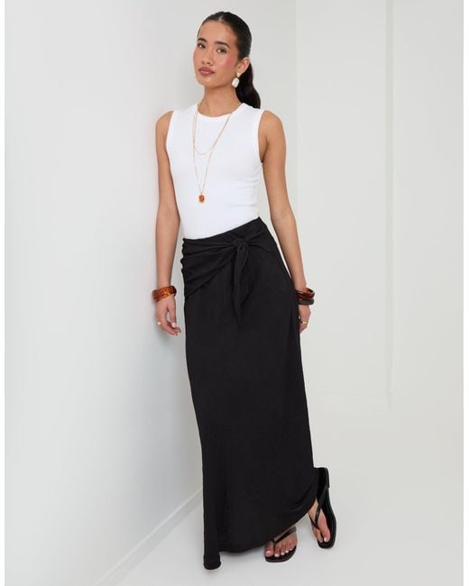 Threadbare White Tie Sash Midi Skirt