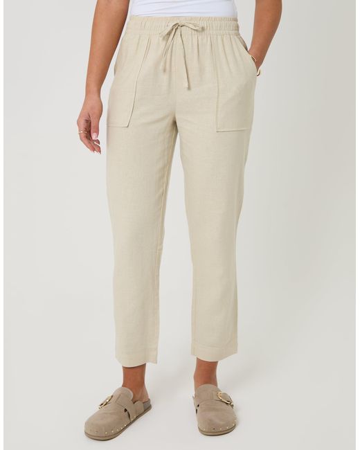 Threadbare Natural Linen Blend Drawstring Trousers