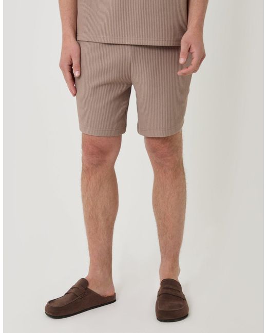Threadbare Natural Regular Fit Ribbed Shorts for men