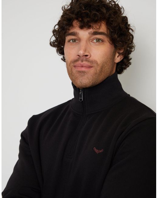 Threadbare Black Quarter Zip Sweatshirt for men