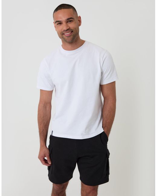 Threadbare White Cargo Fleece Shorts for men