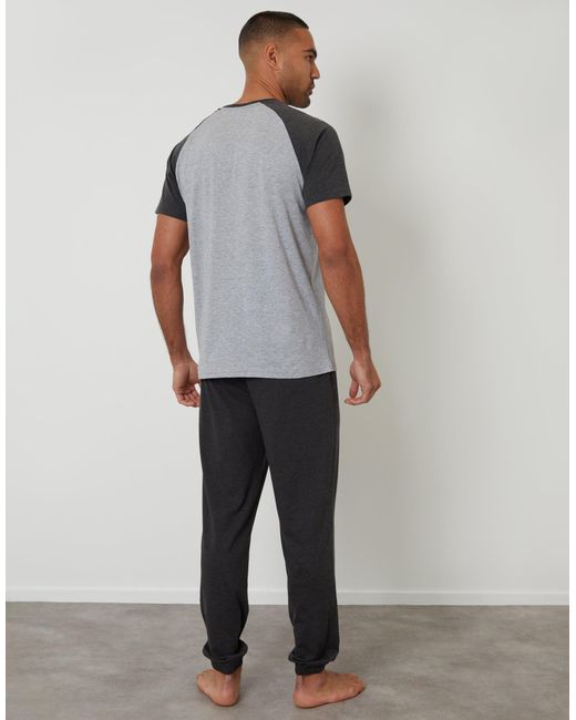 Threadbare Gray Raglan Short Sleeve Lounge Set for men